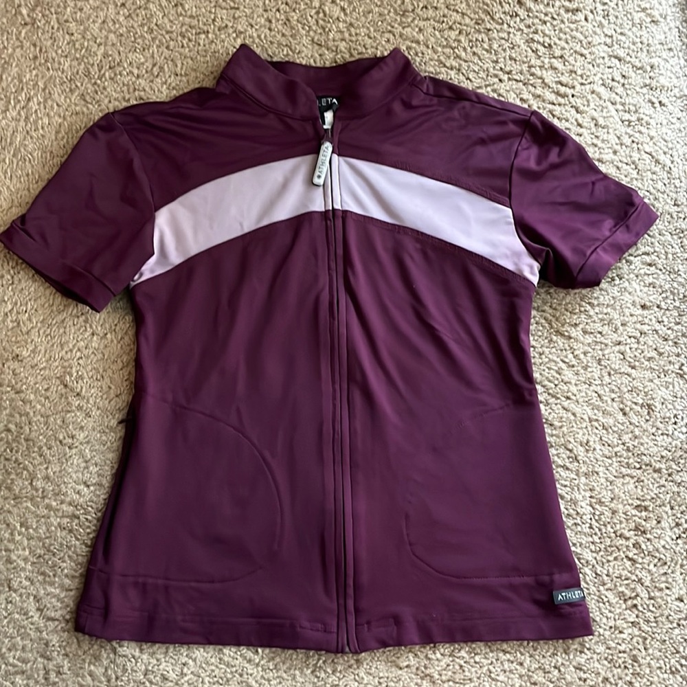 Athleta cycling too full zip plum small